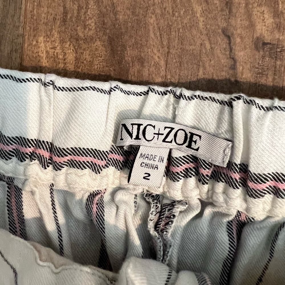 NIC+ZOE Linen Blend Pants, Size 2, White Striped - Picture 3 of 8